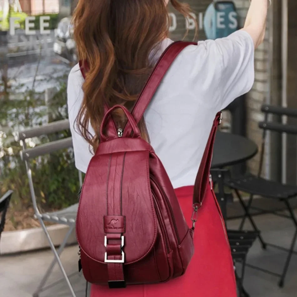 Multifunctional Women Leather  - đánh giá và giá Leather Backpack Vintage