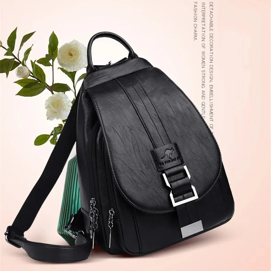 Multifunctional Women Leather  - đánh giá và giá Leather Backpack Vintage